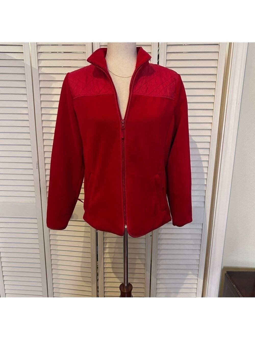 Talbots Red Quilted Shoulder Zip Jacket - Picture 6 of 7
